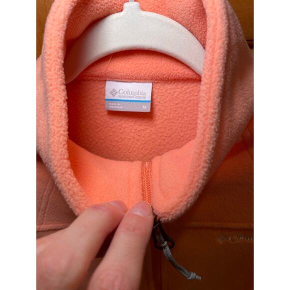 EUC‎ Columbia Women Medium Fast Track Full Zip Up Fleece Neon Orange Coral Reef - Picture 10 of 14